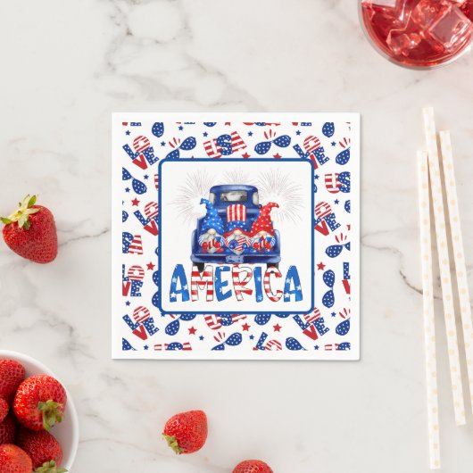 Serviette En Papier 4 juillet Gnomes (En situation)