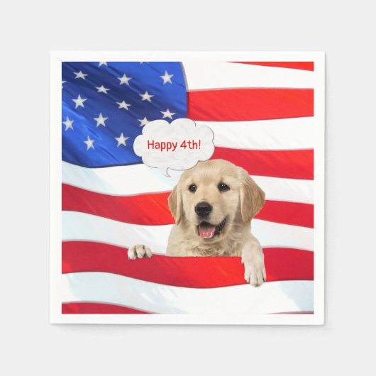 Serviette En Papier 4 juillet Golden Retriever (Devant)