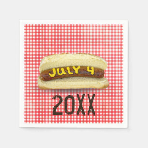Serviette En Papier 4 juillet Hot Dog sur En vichy serviettes