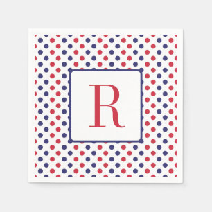 Serviette En Papier 4 juillet Party Monogramme rouge blanc et bleu