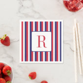 Serviette En Papier 4 juillet Party Monogramme rouge blanc et bleu (En situation)