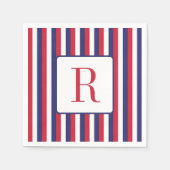 Serviette En Papier 4 juillet Party Monogramme rouge blanc et bleu (Devant)