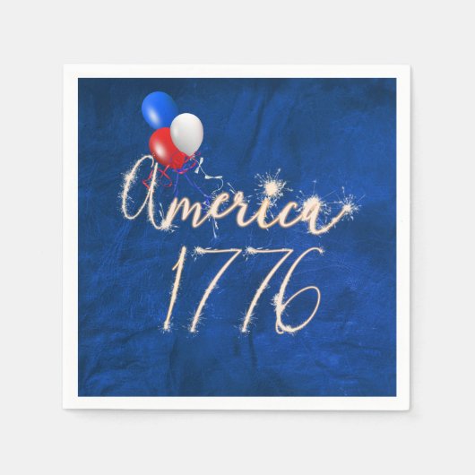 Serviette En Papier 4 juillet Party Sparkler Blue Leather Naples (Devant)