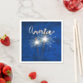 Serviette En Papier 4 juillet Party Sparkler en bleu (En situation)