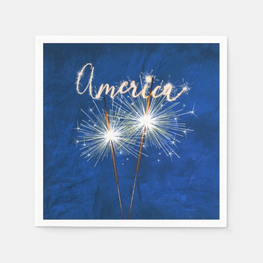 Serviette En Papier 4 juillet Party Sparkler en bleu (Devant)
