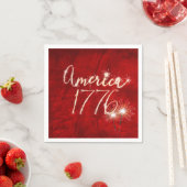 Serviette En Papier 4 juillet Party Sparkler Rouge cuir (En situation)