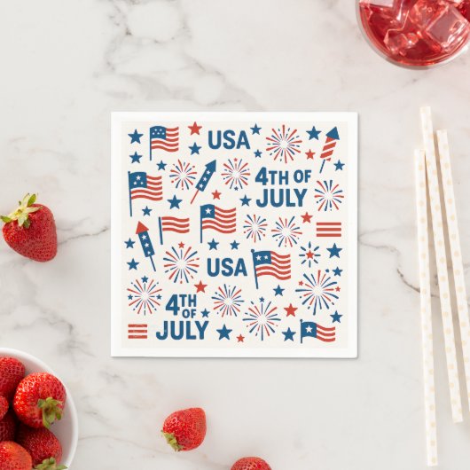 Serviette En Papier 4 juillet patriotique 🇺 🇸 | Feux d'artifice, Éto (En situation)
