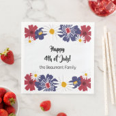 Serviette En Papier 4 juillet Retro Red Blue Summer Party (En situation)