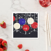 Serviette En Papier 4 juillet Rouge blanc bleu Globe Lanternes (En situation)