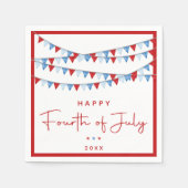 Serviette En Papier 4 juillet rouge, blanc et bleu (Devant)