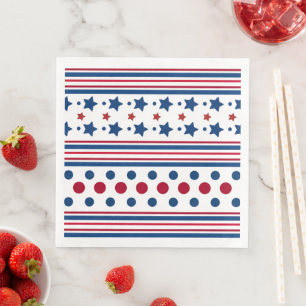 Serviette En Papier 4 juillet rouge blanc et bleu patriotique
