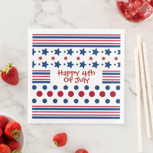 Serviette En Papier 4 juillet rouge blanc et bleu patriotique