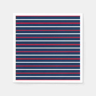 Serviette En Papier 4 juillet rouge blanc marine bleu rayures patrioti