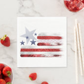 Serviette En Papier 4 juillet, rouge, blanc, papier carré bleu. (En situation)