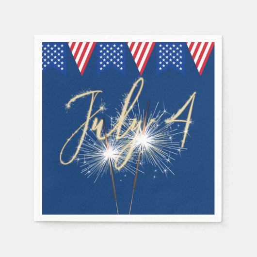 Serviette En Papier 4 juillet Sparklers avec drapeaux Naples (Devant)