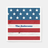 Serviette En Papier 4 Juillet Stars Stripes Rustique Drapeau en Bois g (Devant)