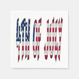 Serviette En Papier 4 juillet USA Independence Day Stars Typographie