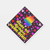 Serviette En Papier 4e anniversaire : Amour Hearts Motif, Arc-en-ciel (Coin)