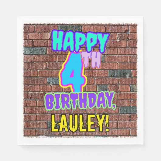 Serviette En Papier 4e anniversaire ~ Amusant, Graffiti urbain inspiré (Devant)