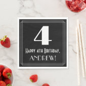 Serviette En Papier 4e anniversaire ~ Art Déco Inspiré Look "4", Nom (En situation)