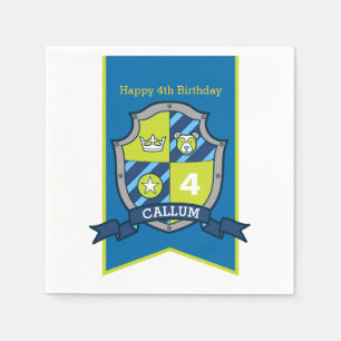 Serviette En Papier 4e anniversaire chevalet ours bouclier fête des en
