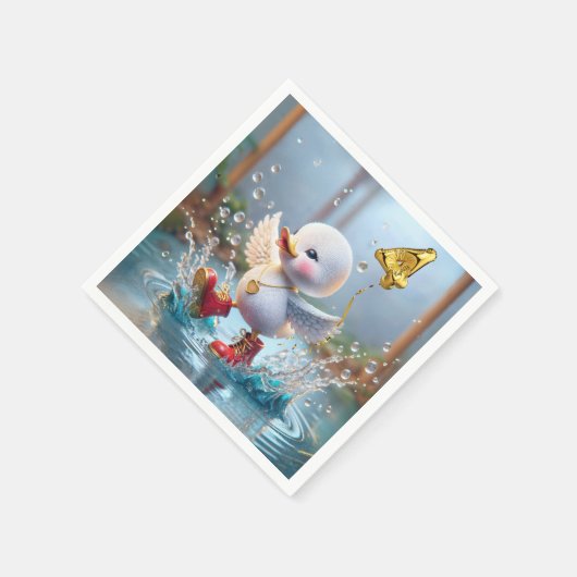 Serviette En Papier 4e anniversaire Duck Dancing In the Rain Puddle (Coin)