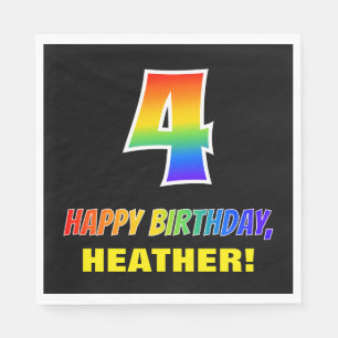 Serviette En Papier 4e anniversaire : Gras, Amusant, Simple, Arc-en-ci