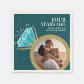 Serviette En Papier 4e anniversaire mariage fête bague or (Devant)