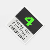 Serviette En Papier 4e anniversaire - Nerdy / Geeky Style "4" & Nom (Coin)