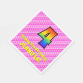 Serviette En Papier 4e anniversaire : Pink Stripes & Hearts, Rainbow # (Coin)