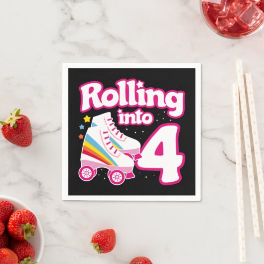 Serviette En Papier 4e anniversaire Roller Skate 4 ans (En situation)