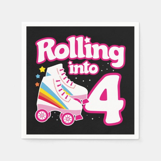 Serviette En Papier 4e anniversaire Roller Skate 4 ans (Devant)