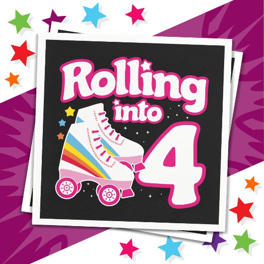 Serviette En Papier 4e anniversaire Roller Skate 4 ans