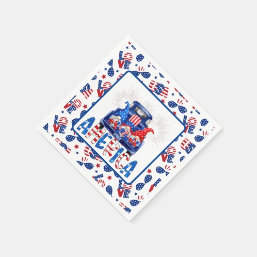 Serviette En Papier 4th Of July Gnomes (Coin)