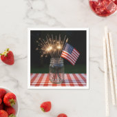Serviette En Papier 4th of July Sparklers With American Flag (En situation)