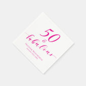 Serviette En Papier 50 and Fabulous Fiftieth Birthday Pink Name Date (Coin)