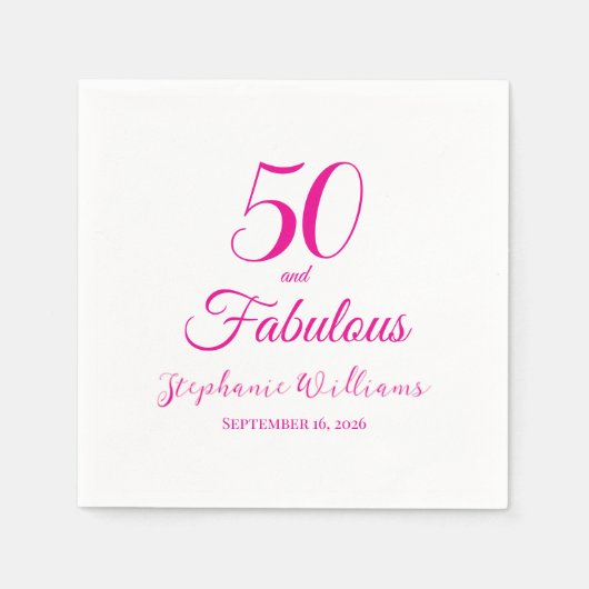 Serviette En Papier 50 and Fabulous Name Date 50th Birthday Party (Devant)