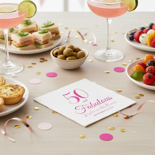 Serviette En Papier 50 and Fabulous Name Date 50th Birthday Party