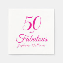 50 and Fabulous Script Pink 50th Birthday Party
