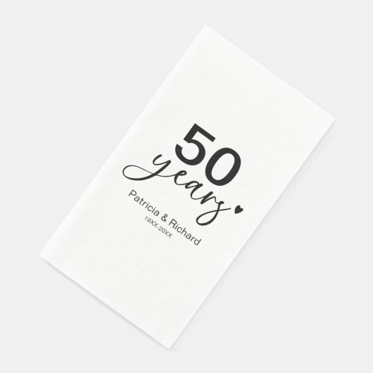 Serviette En Papier 50 Anniversaire Mariage Noir Et Blanc (Coin)