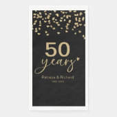 Serviette En Papier 50 Anniversaire Mariage Noir Et Or (Devant)