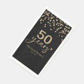 Serviette En Papier 50 Anniversaire Mariage Noir Et Or (Coin)