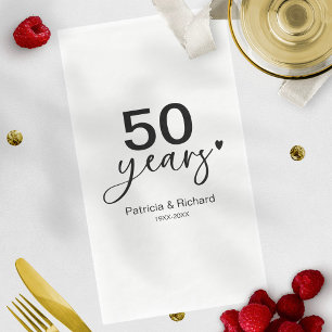 Serviette En Papier 50 Ans Anniversaire De Mariage Noir Et Blanc 