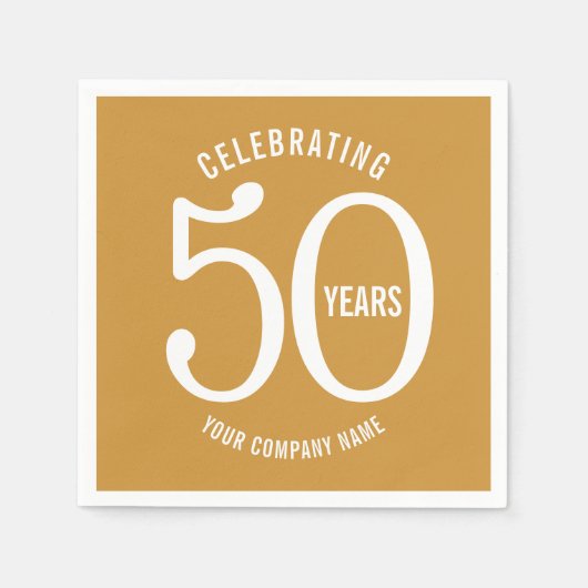 Serviette En Papier 50 ans anniversaire d'entreprise golden (Devant)