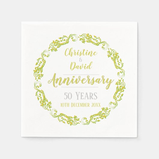 Serviette En Papier 50 ans - Anniversaire Mariage d'or serviettes (Devant)