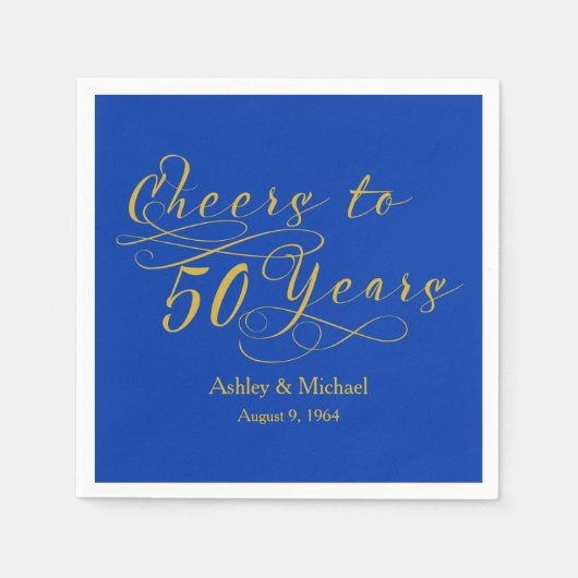 Serviette En Papier 50 ans bleu 50e anniversaire de Mariage (Devant)