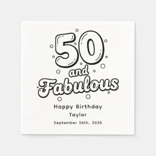 Serviette En Papier 50 ans et Fabuleux Anniversaire Lettre Bulle Rétro