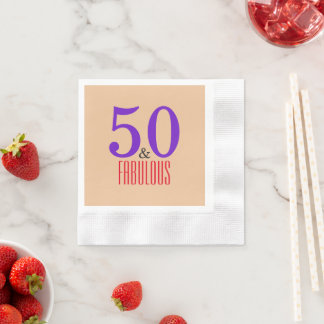 Serviette En Papier 50 ans et Fabuleux Anniversaire Minimaliste de Réf