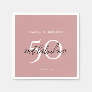Serviette En Papier 50 ans et Fabuleux Anniversaire Moderne Rose Pouss