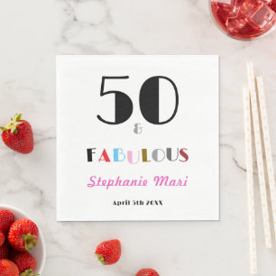 Serviette En Papier 50 ans et Fabuleux Art Déco Date Fête d'anniversai